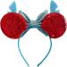 Stitch Minnie Mouse Inspired Alice Headband With Big 5" Blue Pearlescent Top Bow Handmade - Buy Online on GoSupps.com