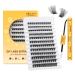 QUEWEL eyelash cluster Mixed length natural look wrong eyelashes permanent and reusable DIY eyelash extension thin band for personal use at home (FD04) 1 piece (1 Pack) T-FD04