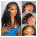 Hasiojth 13x6 Deep Wave Lace Front Wigs Human Hair 180 Density Wet and Wavy Human Hair HD Transparent Curly Lace Frontal Glueless Wigs Human Hair Pre Plucked With Baby Hair Wigs for Black Women Natural Black(20 Inch) 20 ...