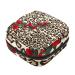 Menstruation bag with zipper women's napkin bag tampons collecting bags for women and girls (leopard pattern and red roses)