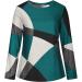 Iuhan Women's Geometric Color Block Crewneck Sweatshirt - Green - 3X-Large - Buy Online on GoSupps.com