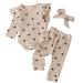 UUAISSO Baby Girls Clothes Cow Letter Print ruffled Long Sleeve Tops and Pants Infant Clothing Outfits Gifts 12-18 Months Apricot Hearts