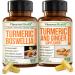 Turmeric Supplement Bundle 2-Pack Organic Turmeric Curcumin Supplement with 95% Curcuminoids + 65% Boswellia Extract Ginger Root & Black Pepper (BioPerine) High Absorption 2 x 60 Vegan Capsules