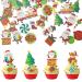 Gyufise 300Pcs Edible Christmas Cake Cupcake Decoration Edible Xmas Santa Claus Snowman Socks Cake Decorations Wafer Paper Holiday Cake Topper for Christmas Party Supplies