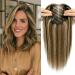 Hair Toppers for Thinning Hair Women Real Hair 100% Real Human Hair Topper 40g Hair Toppers Swiss Base Hand-Tied 12inch Medium Brown with Warm Highlights 12 Inch Medium Brown with Warm Highlights