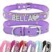 Senristar Personalized Bling Rhinestone Dog Collar with Name Custom Glitter Crystal Diamond Dog Collar for Small Medium Large Dogs M (Width 2.0 cm Neck Girth 32-38 cm) Purple