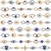 50 Pieces Mixed Alloy Enamel Eye Charms Assorted Evil Eye Connector Charms Rhinestone Diamond Evil Eye Link Charms for DIY Jewelry Necklace Bracelet Crafts Making (Silver  Gold)