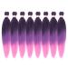 Pre Stretched Braiding Hair 8 Packs 20 Inch Ombre Synthetic Braiding Hair Natural Easy Twist Braids Crochet Hair Hot Water Setting Professional Soft Yaki Straight Texture (#1b/purple/pink) 20 Inch (Pack of 8) #1b/purple/pink