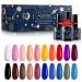 Aokitec Gel Nail Polish Kit 20+3Pcs Gel Polish Set Soak Off Nail Gel Polish Set Nude Fashionable Multi-Color Gel Nail Manicure Kit DIY Home Base&Top Coat(Glossy & Matte) Gifts for Women Christmas 20+3color