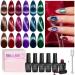 Beetles Cat Eye Gel Nail Polish Set 6 Colors Glitter Red Shiny Brown Burgundy Purple Blue Green Magnetic Effect Sparkle Stunning Nail Gel Polish Gifts for Women 2024 Limited Colors 3-2-Brilliant Velvet