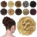FESHFEN Messy Bun Hair Piece Hair Bun Scrunchies Synthetic Wavy Curly Chignon Ponytail Hair Extensions Thick Updo Hairpieces for Women Girls Kids 1PCS Strawberry Blonde & Bleach Blonde 38 g (Pack of 1) 27H613# Strawberry Blonde & Bleach Blonde