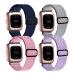 4 Pack Stretchy Bands Compatible with Fitbit Versa/Fitbit Versa Lite/Fitbit Versa 2 Bands Women Men, Adjustable Elastic Soft Loop Nylon Breathable Replacement Straps for Versa Smartwatch Wristband Dark blue + Light gray + Pink + Light purple