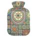 Boho Mandala hot water bottle with reference heat bottles for pain relief heat bottle water bag Feet and bed warmer for headaches 1l