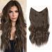 Fine Plus Halo Hair Extension Long Wavy Invisible Wire Hair Extensions with Transparent Adjustable Size 2 Clips Secret Hair Pieces for Women Daily Use-Natural Brown 20 Inch Natural Brown