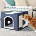 Bedsure Cat Beds for Indoor Cats | Large Cat Cave with Fluffy Ball & Scratch Pad - Foldable Pet House 16.5x16.5x14 - Buy Online on GoSupps.com