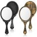 2 Pieces Vintage Handheld Mirror Portable Embossed Flower Mirror Hand Held Decorative Mirrors Compact Mirror with Handle for Face Makeup Travel Personal Cosmetic Salon Mirror (Black, Bronze)