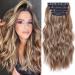 MaopaoBeauty 4PCS 20 Inches Hair Extensions Clip in Long Curly Hair Extensions Natural Thick Hair Pieces for Women (Reddish Brown Mixed Ash Blonde) 12H24-Reddish Brown Mixed Ash Blonde