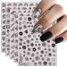 JMEOWIO 12 Sheets Flower Nail Art Stickers Decals Self-Adhesive Spring Summer Floral Black Nail Supplies Nail Art Design Decoration Accessories