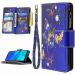 Miago 9 card slots leather cover for Huawei Y6 2019 colorful zip flip shell wallet case cell phone case PU leather pocket protective cover blue butterfly huawei y6 2019 blue butterfly
