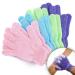 Exfoliating Gloves for Men and Women | Spa-Quality Exfoliation Mitts to Remove Dead Skin & Bumps | Textured Body Scrub Bath and Shower Gloves - Colorful 4 Pair Pack - Pink Green Blue & Purple Multi-color
