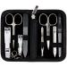 Three swords - 8 pcs.Manicure set 'Roma' |High-quality nail care set in the ostrich optics synthetic leather etui |Contents: nail scissors set foot & nail clips tweezers glass nail files sapphire nail file