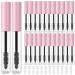 RONRONS 24 Pieces 10ml Mini Mascara Tube Empty Castor Oil Container with Pink Cap Eyelash Wand Brush and Rubber Inserts for Home and Travel DIY Makeup Artist