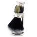 Shaving brush made of synthetic hair horn handle synthetic resin with steel holder black