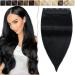 SEGO Hair Part Clip in Extensions real hair thick hair extension 1 Tresse 5 clips human hair smooth black#1 18 "(45cm) -90g 45 cm black#1