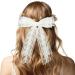 Lace Hair Bows White Hair Bows for Girls Long Tail Ribbons French Bow Clips for 90's Accessories Valentine's Day Women's Daily Wedding and Party Wear - Buy Online on GoSupps.com
