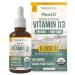 Plant-D3 Organic Vitamin D3 5000 IU - Vegan Max Strength Sublingual Liquid D3 Drops - 200% Higher Absorption - 100% Plant-Based Cholecalciferol Form - Adjustable Dosing for All Ages (1oz Liquid) 1 Fl Oz (Pack of 1)