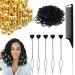 406Pcs Hair Beads Set for Hair Braids for Women Girls - 200Pcs Plastic Pony Beads with 5Pcs Quick Beader 200Pcs Elastic Rubber Bands and 1Pcs Rattail Comb for Women and Girls Hair Braids