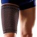 CFR Copper Thigh Support Sleeve - Compression Thigh Copper Infused Anti Slip Support for Sore Hamstring Groin Quad Muscle Sprains Tendinitis Workouts Sciatica Pain & Sports Recovery M Black-single Medium