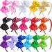 SIQUK 16 Pieces Bow Headband Grosgrain Ribbon Headbands with Bows Headband for Girls  16 Colors(Bonus: 1 Pc Storage Bag)