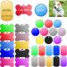 Frienda 60 Pieces Colorful Blank Dog Tags Hand Personalized Blank ID Tags Aluminum Round Dog Tag Bone Shape Pet ID Tags Stamping Blanks Discs with Hole for Dogs Cats Pets Name Craft Tag