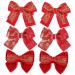 FRCOLOR 3 Pairs Bow Hairpin Big Red Hair Bow Bowknot Hair Barrette Qipao Hair Accessories Clip for Hair Christmas Hair Accessories Cute Hair Accessories Bow Tie Baby Girl Hair Clip Fabric