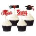 Cyodoos 2023 Graduation Cupcake Toppers 2023 Graduation Cap Diploma Congrats Cupcake Picks 2023 Graduation Congratulation Theme Party Cake Decorations Supplies - Red Black Glitter Um-20-410-fp2