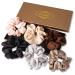 Lolalet 6 Pack Scrunchies for Hair, Hair Scrunchies for Women Girls, Soft Satin Scrunchy for Sleeping, Big Sleep Tie Scrunchie with Elastic Hair Bands for Thick Thin Fine Curly Hair -Style A Black, Grey, Light Brown, Pink, Champagne, Chocolate