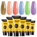 BURANO Poly Extension Gel Nail Kit 6 Colors Nail Poly Nails Builder Gel Set for Beginner & Professional Using Poly Nail Gel Kits DIY Starter Kit Nail Art Gift (02 Colorful)