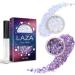 Laza Body Glitter 2 jars irididy sequins with glitter glue for Women Eyeshadow Makeup Face Paint Festival Rave Outfits Hair concert accessory carnival party costumes - Fantasy purple white