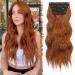 FESHFEN Clip in Hair Extensions 4PCS Copper Red Thick Highlight Hairpieces Long Wavy Clip in Hair Piece Full Head Synthetic Fiber Hair Extensions for Women 20 Inches 180g Copper Red 20 inch