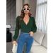 Fayenne Womens Tops Deep V Neck Cross Wrap Sexy Tops Polka Dot Mesh Long Sleeve T Shirt Casual Blouses XL Dark Green - Buy Online on GoSupps.com