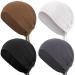 4 Pieces Women Hijab Caps Underscarf Turban Caps Skull Caps Soft Beanie Sleep Hats for Long Hair Black, White, Grey, Brown
