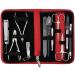 Three swords - germany 11 pc.Manicure set 'Spezia' |Nageletui in real leather red |Contents: skin scissors nail scissors nail tongs nail snaps skin pliers tweezers glass nail files and much more red / real leather