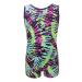 MadSportsStuff Tank Style Girls Gymnastics Biketard Unitard Aqua Tie Dye Youth 4-5