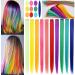 Ryh 10 PCs Colored hair extensions for girls women rainbow hair parts wig for girls hair styling multi -colored party highlight hair accessories (rainbow color)