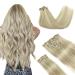 Doores real hair extensions clip ash blonde highlights platinum blonde 55cm 22 inches 90g hair extension real hair clip remy human clips in hair extension natural real hair extensions 55cm-15a/60a ashblond highlights platinum blonde