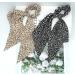 Cheetah Print Bow Scrunchie Set for Women - Black/Brown/White 2pcs | Elastic Hair Scarf Ties with Bunny Ear Bands in Leopard Pattern - Style 1 - Buy Online on GoSupps.com
