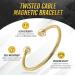 MagnetRX Twisted Cable Stainless Steel Magnetic Bracelet Cuff - Elegant Golf Bracelet for Men & Women - Gold Medium - Buy Online on GoSupps.com