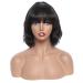 MISNEY 10 Inch Wavy Human Hair Bob Wig with Bangs for Black Women - 130% Density  Glueless Machine Made None Lace Front Wig - Natural Color - Buy Online on GoSupps.com