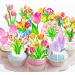 Tulips Cupcake Toppers 48Pcs Tulip Party Decorations Spring Flower Party Supplies Spring Tulips Cupcake Picks for Spring Mother's Day Decorations - Buy Online on GoSupps.com